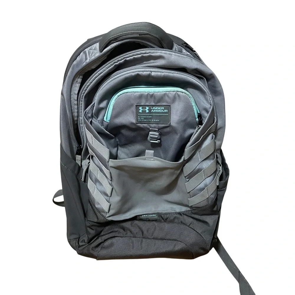 Under Armour Storm Recruit Backpack Gray Teal Laptop Sleeve 1294719 Mens Womens